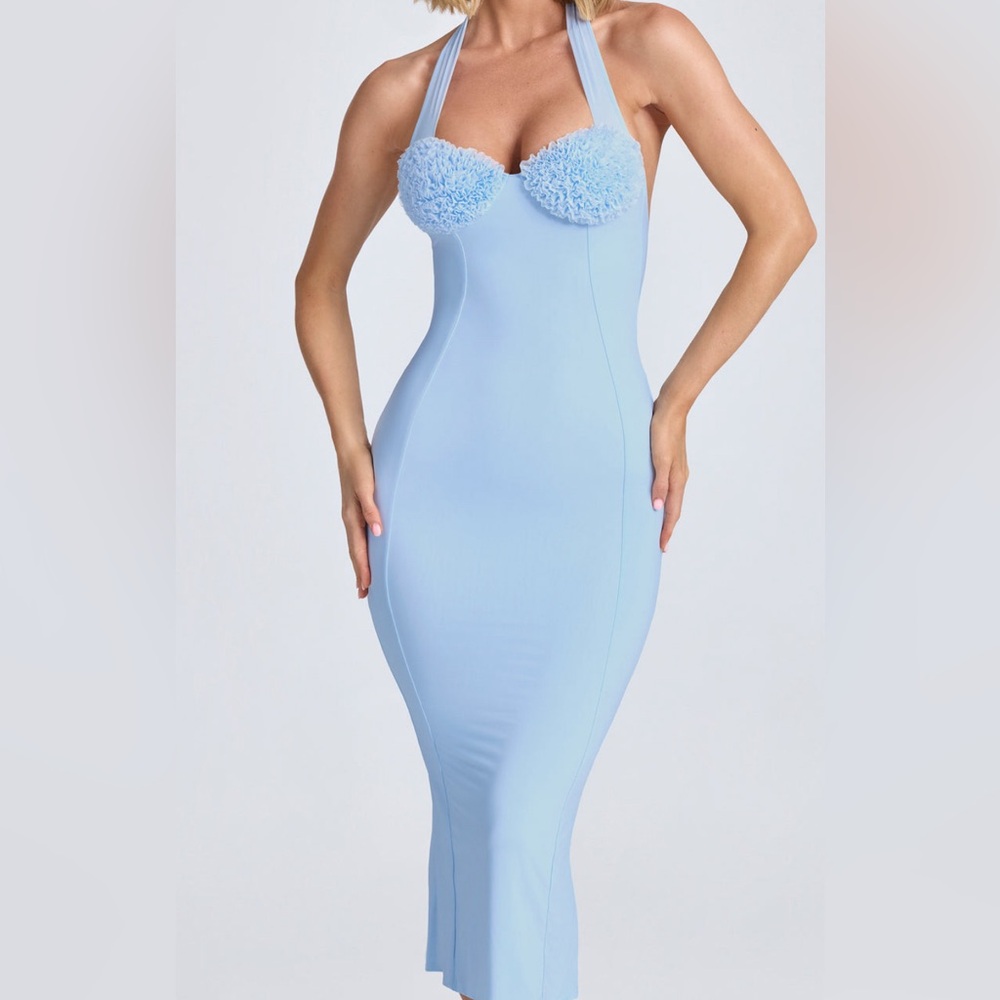 Oh Polly ULANNI

Halterneck Ruffle-Appliqué Midaxi
Dress in Powder Blue